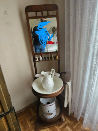 Mueble lavabo antiguo madera y cerámica