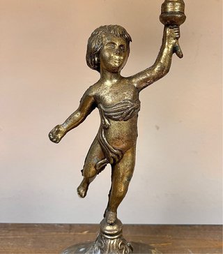 Candelabro francés con amorcillo, c. 1900