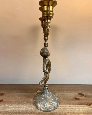 Candelabro francés con amorcillo, c. 1900