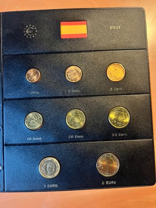 Hoja Pardo de monedas euro España 2001