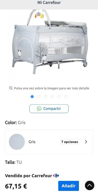 Cuna de viaje gris