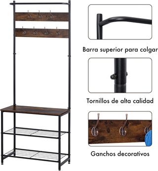 Perchero Zapatero Madera y Metal