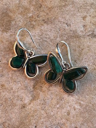 Pendientes Mariposa Malaquita Plata
