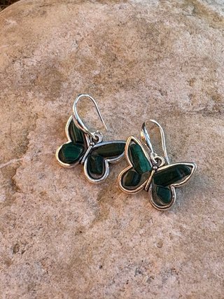 Pendientes Mariposa Malaquita Plata