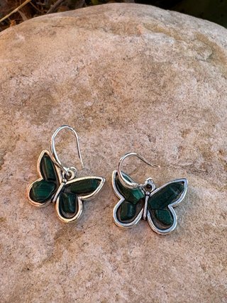 Pendientes Mariposa Malaquita Plata