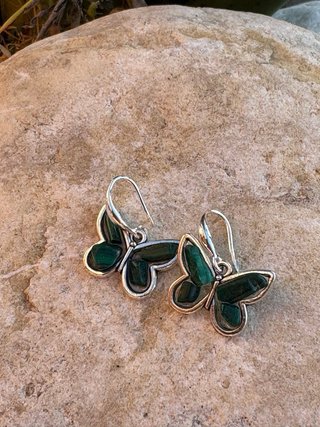 Pendientes Mariposa Malaquita Plata