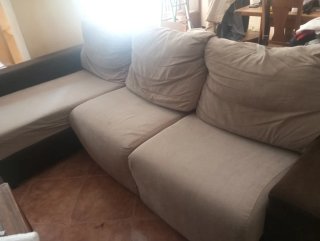 Sofá Chaiselong 6 Plazas Beige/Marrón HASTA 30.06