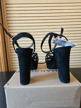 Sandalias Mango Tacón Plataforma Negra
