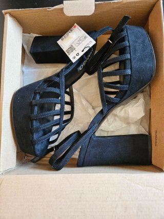 Sandalias Mango Tacón Plataforma Negra