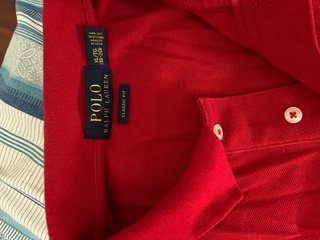 Polo Ralph Lauren Rojo Logo Azul Talla Slim Fit XL
