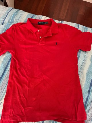 Polo Ralph Lauren Rojo Logo Azul Talla Slim Fit XL
