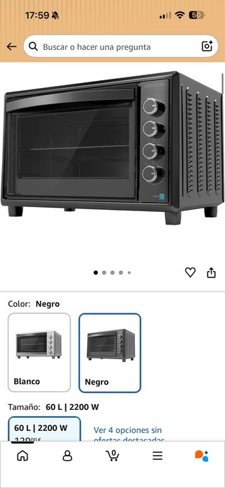 Horno de mesa 60L 2200W Negro