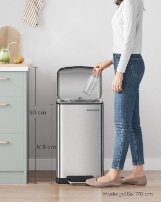Cubo de Basura SONGMICS 30L Acero Inox Pedal