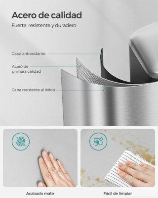 Cubo de Basura SONGMICS 30L Acero Inox Pedal