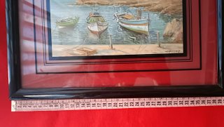 Cuadro Náutico Barcos y Pueblo