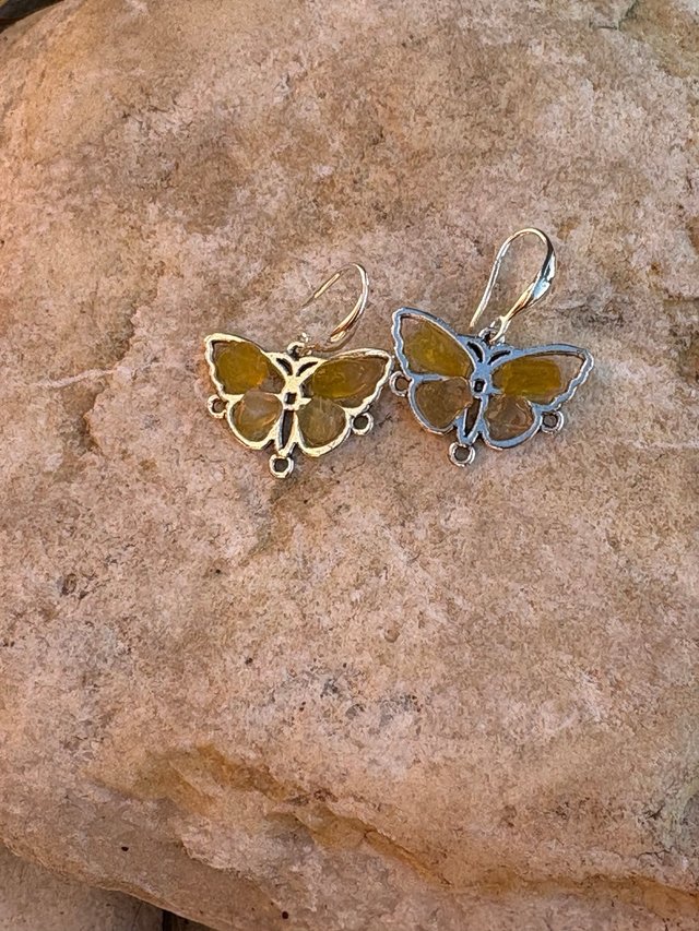 Pendientes Mariposa Fluorita Amarilla