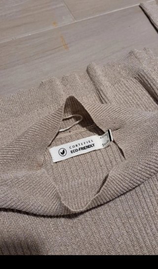 Conjunto Cortefiel bege e cinza (brilhante)