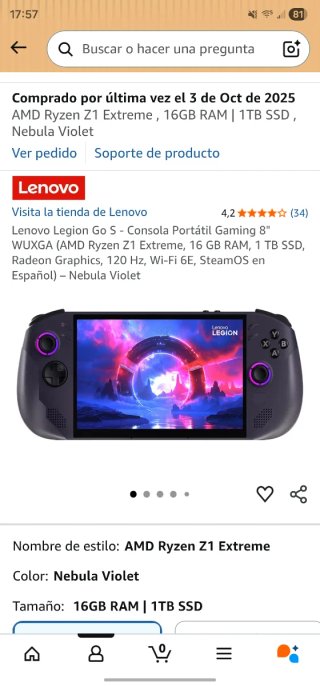 Console portatile Lenovo Legion Go S con processore AMD Ryzen Z1 Extreme
