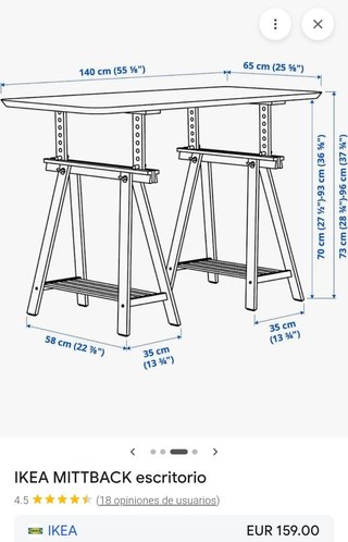 Mesa Ikea Bambú Madera Blanca