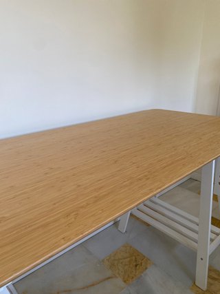 Mesa Ikea Bambú Madera Blanca