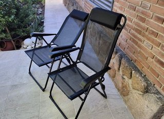 2 Sillones Reclinables Camping Negro