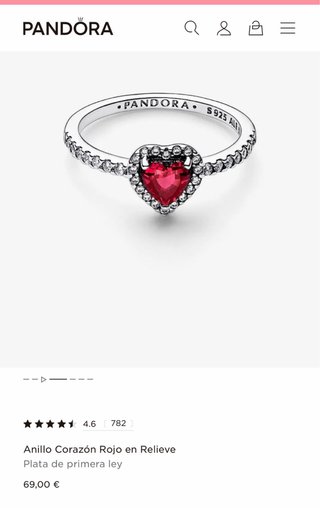 Conjunto Pandora Pulsera, Charm y Anillo Corazón