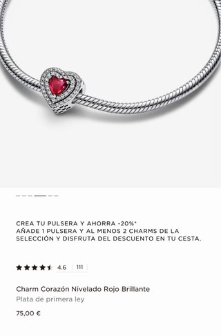 Conjunto Pandora Pulsera, Charm y Anillo Corazón