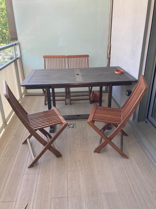 Mesa y 3 Sillas Terraza Madera