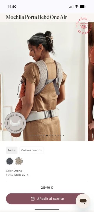 Mochila Porteo BabyBjörn One Air Gris