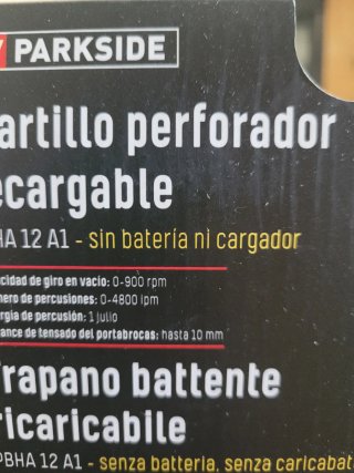Martillo Perforador Recargable Parkside PBHA 12 A1