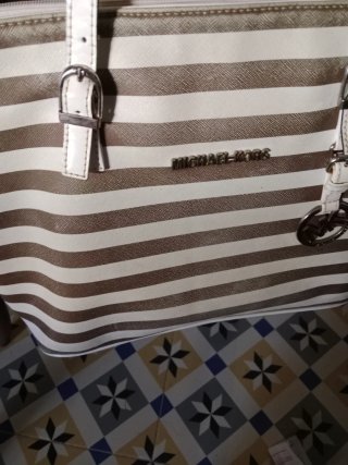 Borsa Michael Kors a righe estiva in tela plastificata