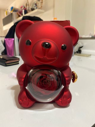 Joyero Oso Rojo con Anillo Diamante