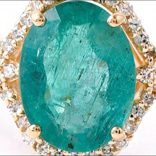 Anillo Oro 14k Esmeralda Natural y Diamantes