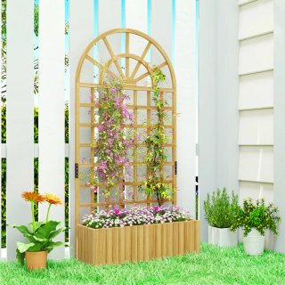 Jardinera Madera con Enrejado y Drenaje