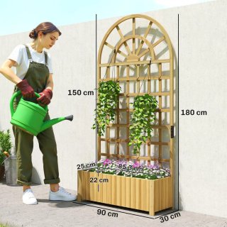 Jardinera Madera con Enrejado y Drenaje