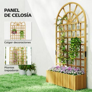 Jardinera Madera con Enrejado y Drenaje