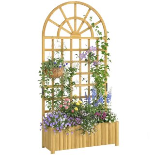 Jardinera Madera con Enrejado y Drenaje