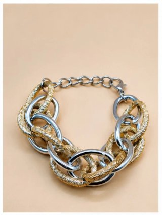 Pulsera Dorada y Plateada de Eslabones Grandes