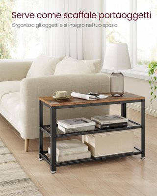 Banco Zapatero, Estante para Zapatos de 2 Niveles, Organizador de Zapatos, 73 X 30 X 45 Cm, Entrada, Salón, Dormitorio, Acero, Estilo Industrial, Marrón Vintage y Negro LBS73X