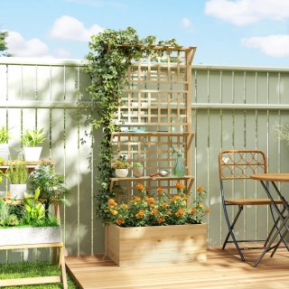Jardinera Madera con Enrejado y Techo
