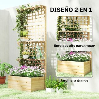 Jardinera Madera con Enrejado y Techo