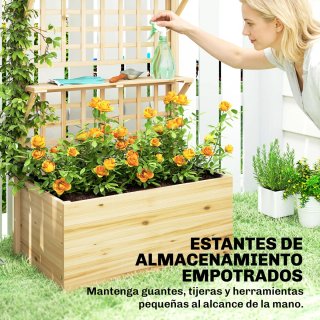 Jardinera Madera con Enrejado y Techo