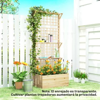 Jardinera Madera con Enrejado y Techo