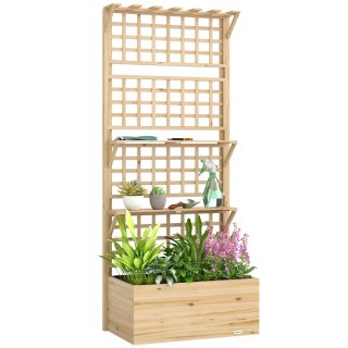 Jardinera Madera con Enrejado y Techo