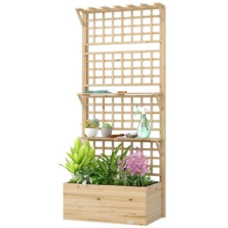 Jardinera Madera con Enrejado y Techo