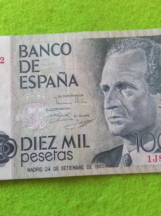 Billete 10000 pesetas España 1985fisurado
