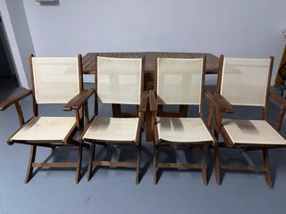 Mesa y 4 Sillas Comedor Exterior Madera