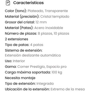 Mesa Comedor Extensible Cristal Templado