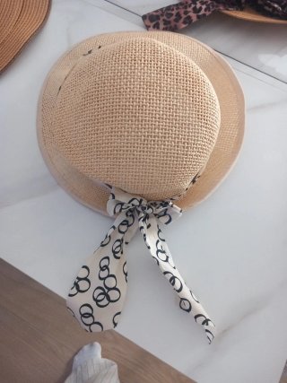 Sombrero Pamela Beige con Cinta Multicolor