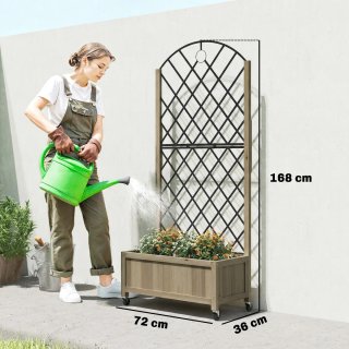 Jardinera Madera con Enrejado y Ruedas